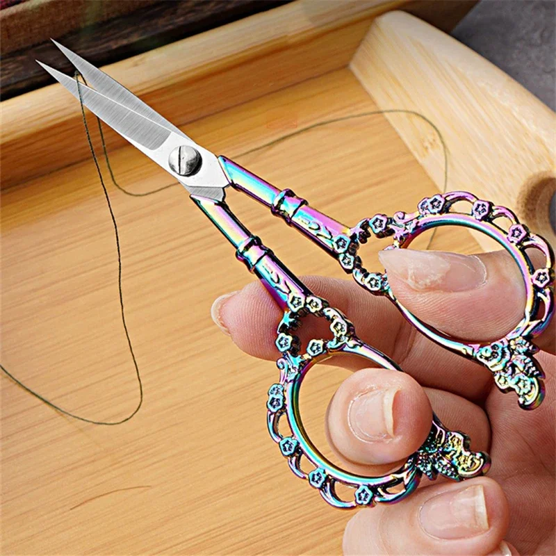 Retro Zakka Stainless Steel Antique Vintage Scissors Sewing Grooming Fishing Thread Cutter Paper Embroidery Cross-stitch Shears