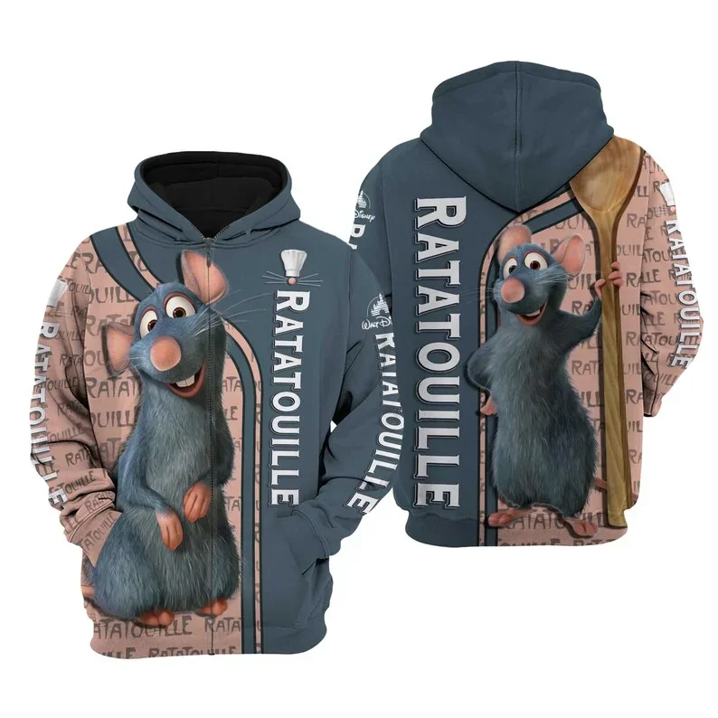 

Disney Ratatouille 3D Hoodie Disney Sweatshirt Casual Vintage Hoodie Men's Women's Zip Hoodie Fashion Oversized Sweatshirt