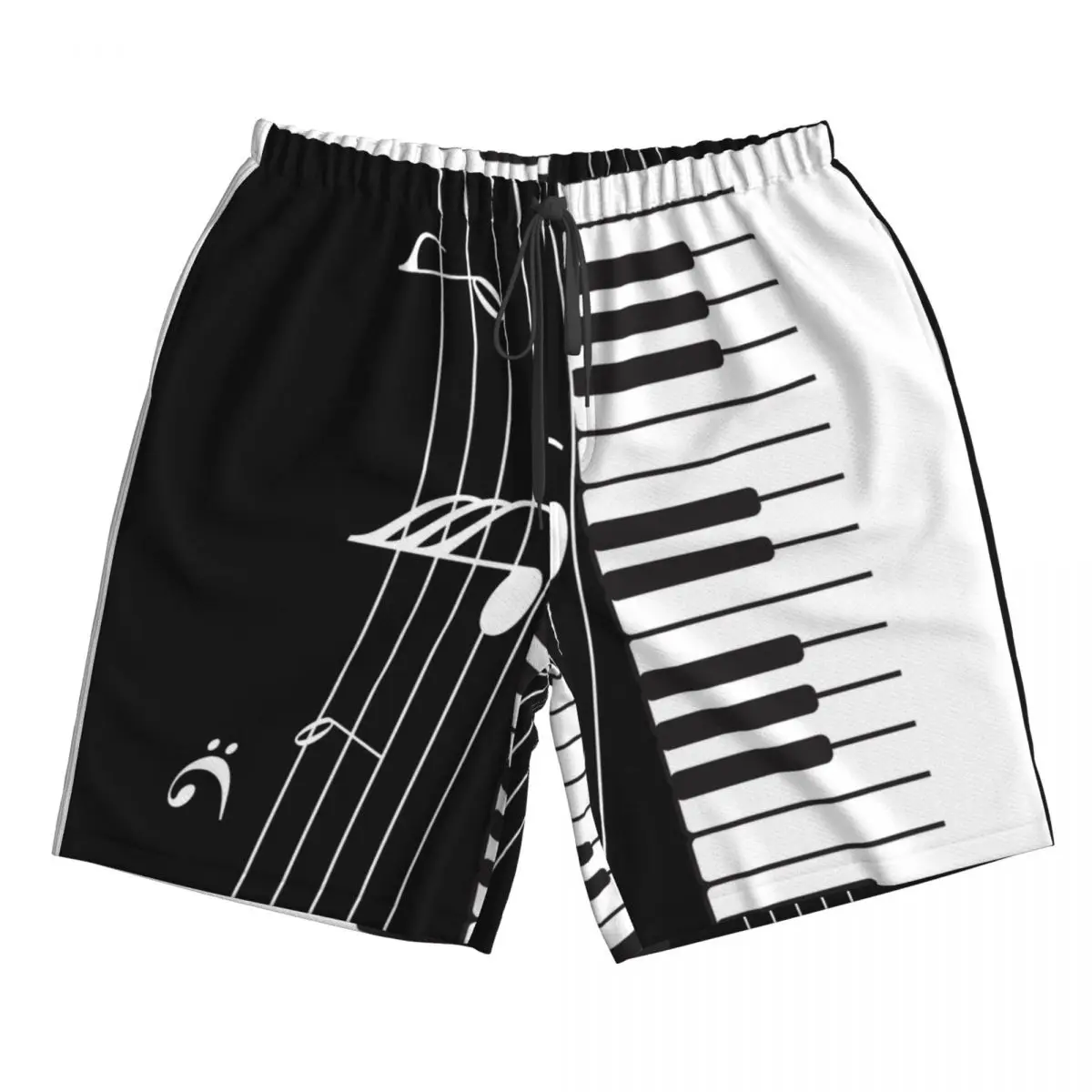 Music Shorts Summer Swimwear Man Swimsuit Trunks Beach Shorts Surf Board Male Clothing Pants Piano Keys With Musical Notes