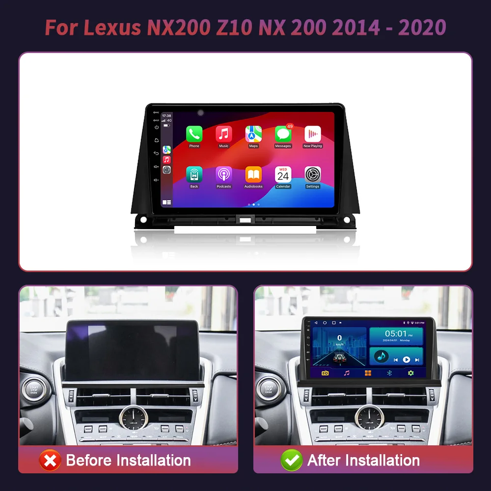 렉서스 NX200 Z10 NX 200 2014 - 2020 자동차 라디오 멀티미디어 비디오 GPS, 안드로이드 14 내비게이션, 2Din DVD 플레이어 카플레이 없음