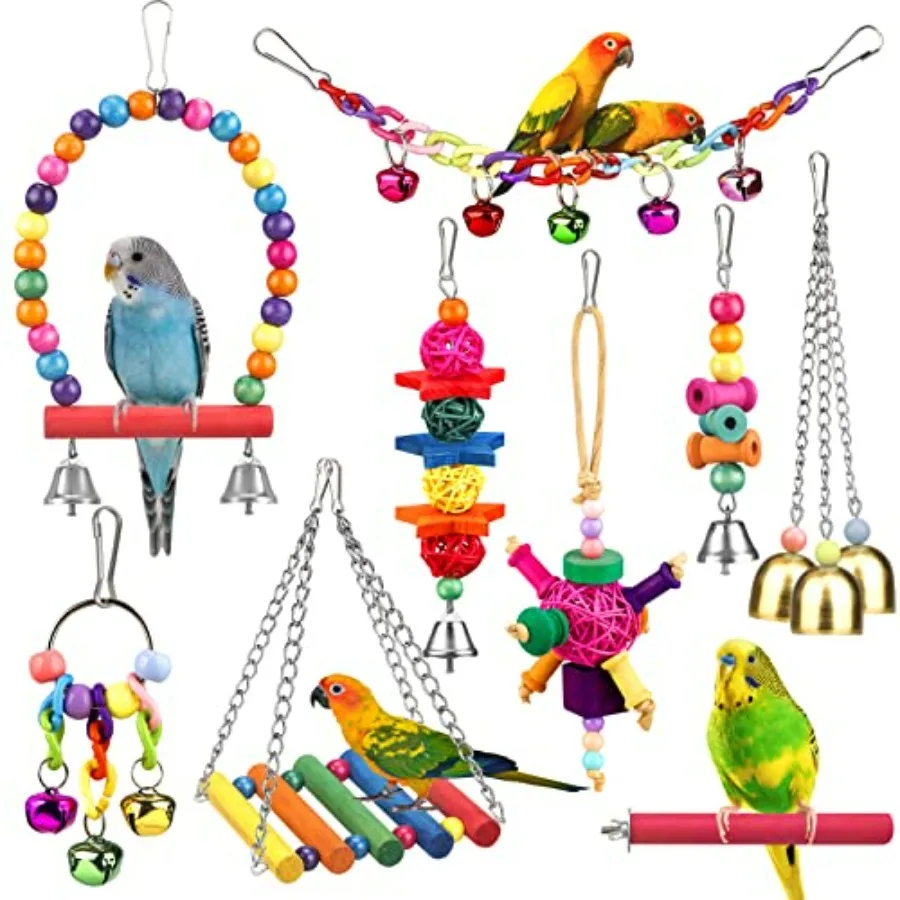 Colorful Conure Bird Toys with Ladder and Hammock