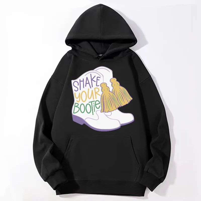 Shake Your Bootie Mardi Gras Sweatshirt Cute Retro Booties Coquette Hoodie Fat Tuesday Festival Carnival Lousiana NOLA Pullover