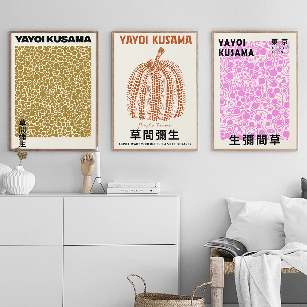 Vintage Yayoi Kusama Exhibition Posters Wall Art Canvas Painting Print Pictures Museum Art Gallery Living Room Home Decoration