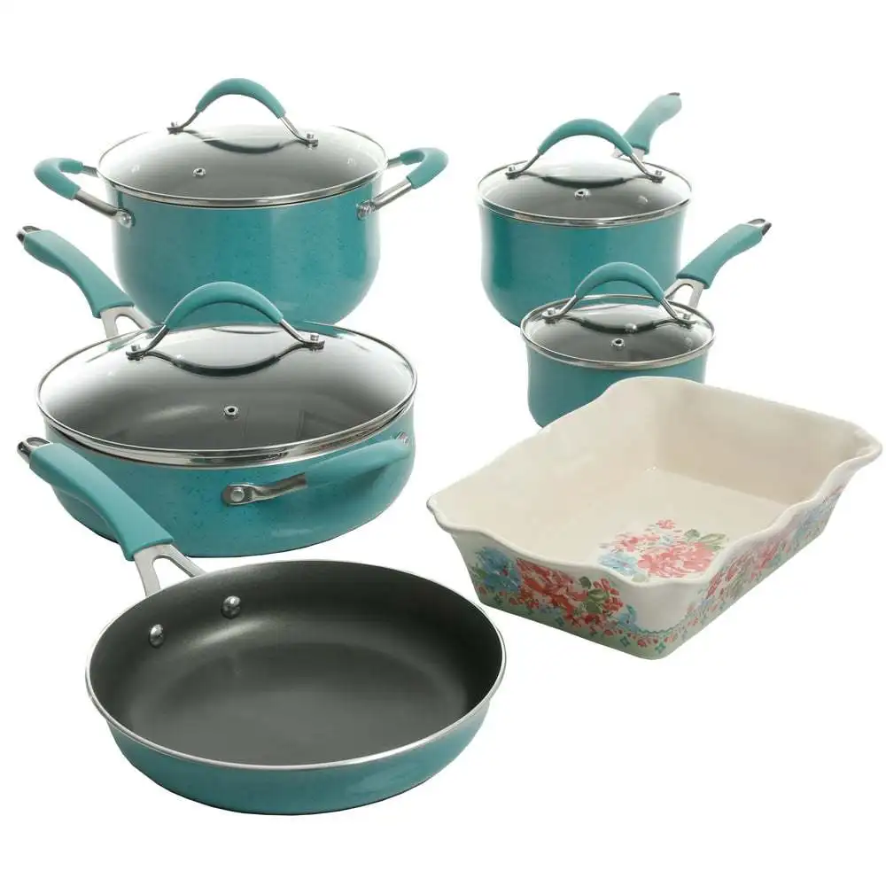

Speckle Aluminum 10-Piece Cookware Set, Turquoise
