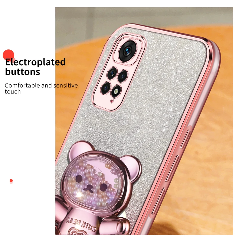 Coque de téléphone avec support à paillettes, ours mouvant, Note 11 S, pour Xiaomi Redmi Note 11, 12 Pro Plus, 4g, 5g, 11s, 12s, 12pro_voghion.com