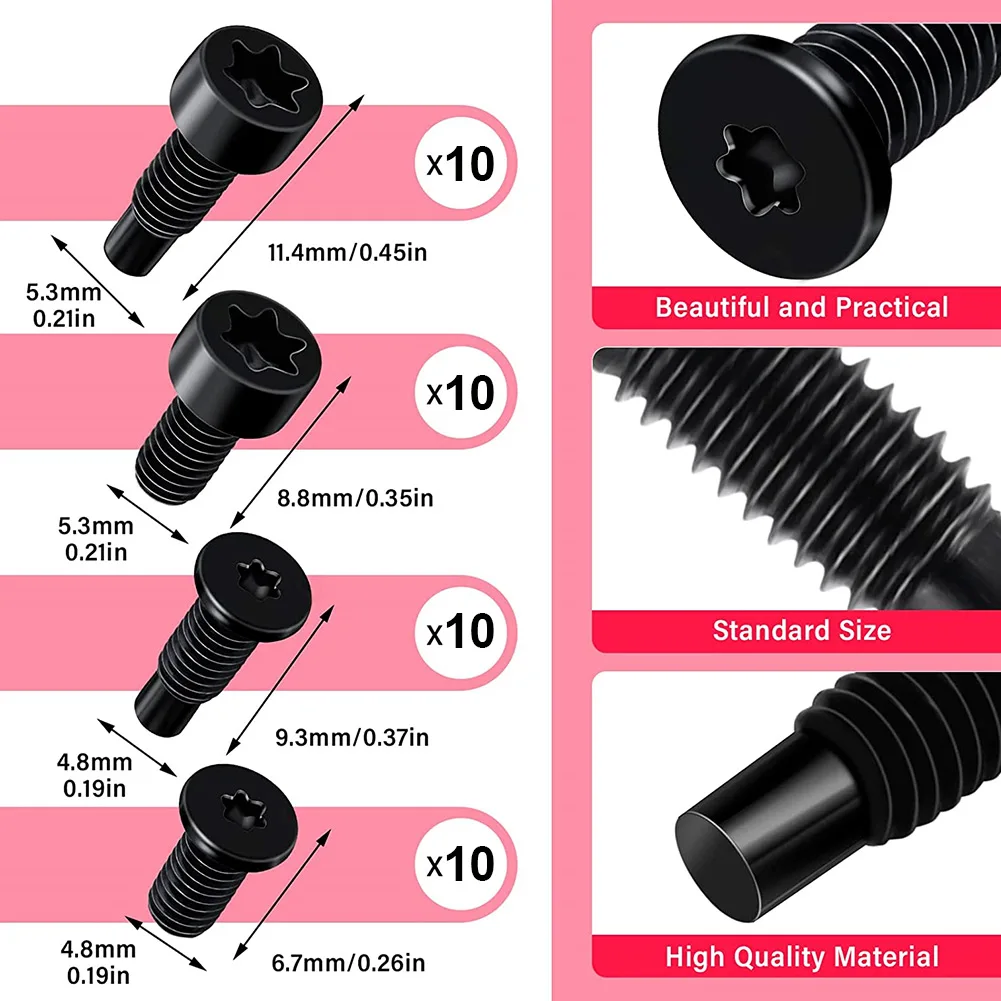 40pcs Ring Doorbell Screws Replacement Security Screws Compatible With Video Doorbel Carbon Steel Ring Doorbell Accessories