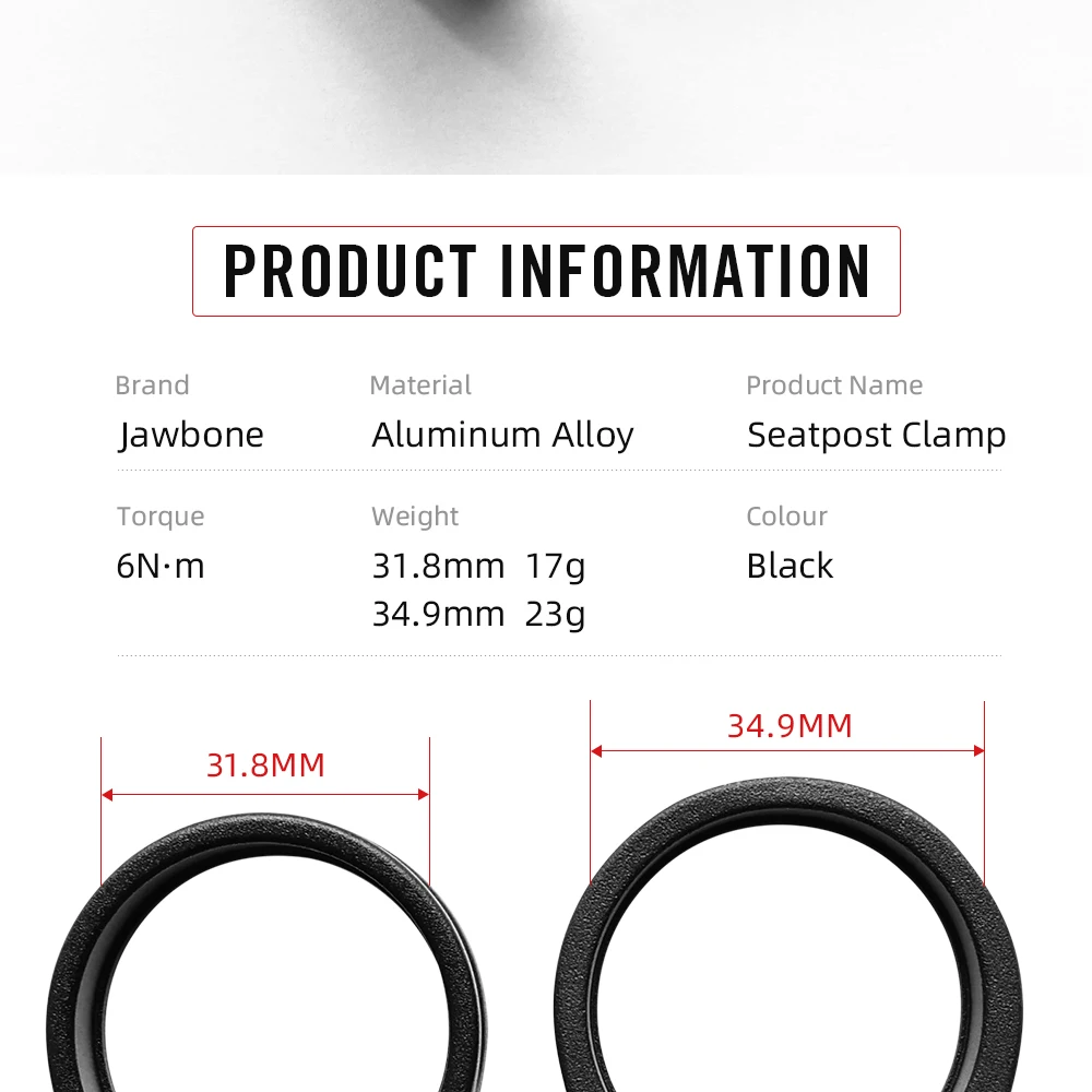 JawboneBicycle Sattelstützenklemme CNC-Legierung Licht Sattel Sattelstütze für 25,4 27,2 30,9 31,6 mm Schloss Fahrrad Radfahren Zubehör – Detail 2