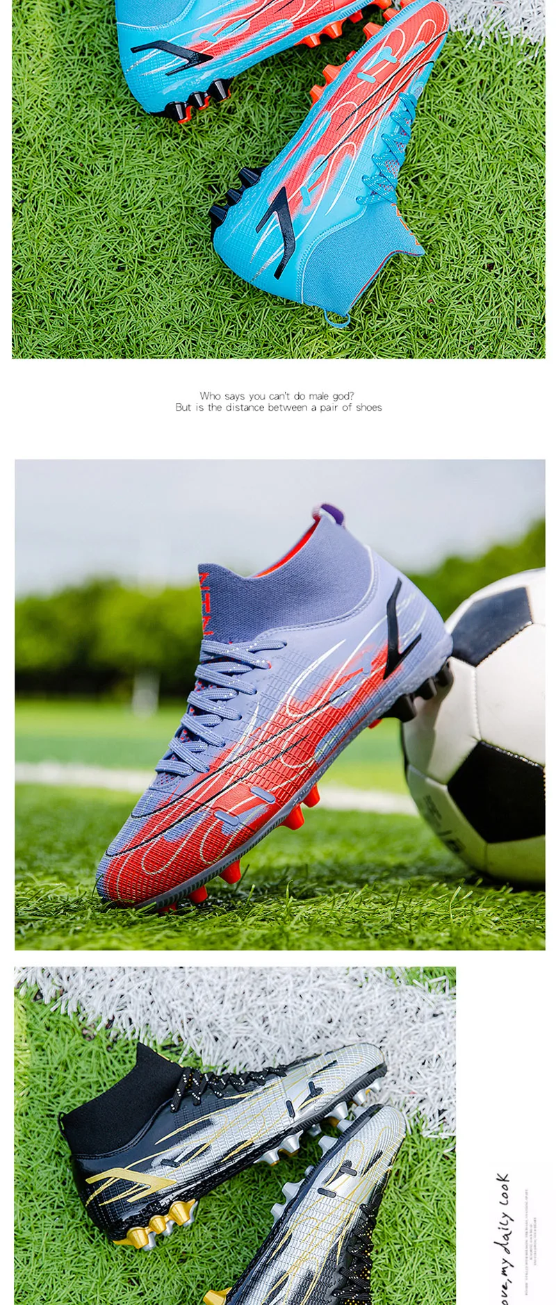 Men Football Boots High Ankle Long Spikes Comfortable AG Kids Outdoor Football Training Match Women Cleats zapatos de fútbol