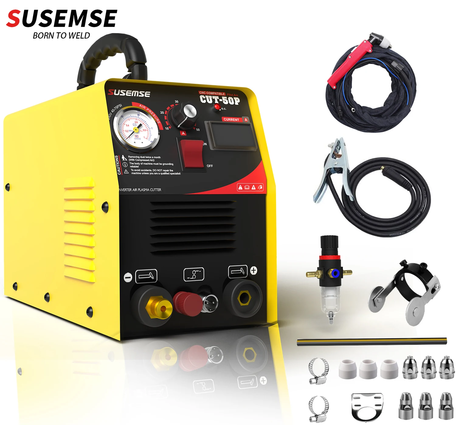 Máquina de corte por Plasma CNC Susemse con arco piloto y inversor de CC de 10-50A, 110/220V sin HF CUT50P