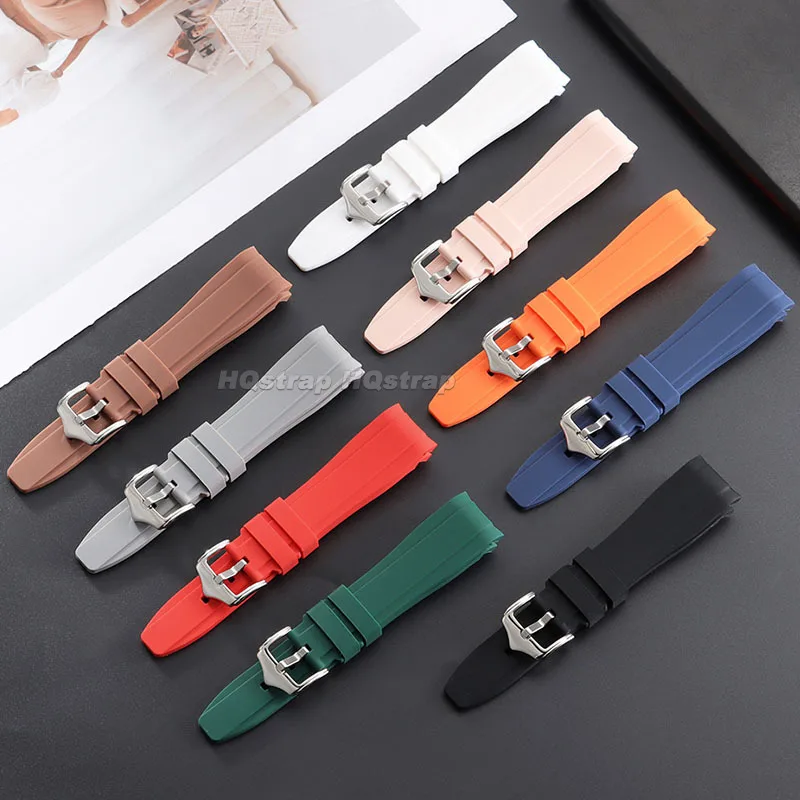 High-Quality Curved End Silicone Sport Watch Band - Waterproof Rubber Strap