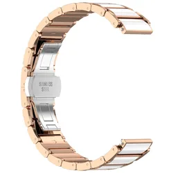Elegant 18mm Ceramic Watch Strap with Durable Metal Butterfly Buckle - 18mm (Rose Gold)