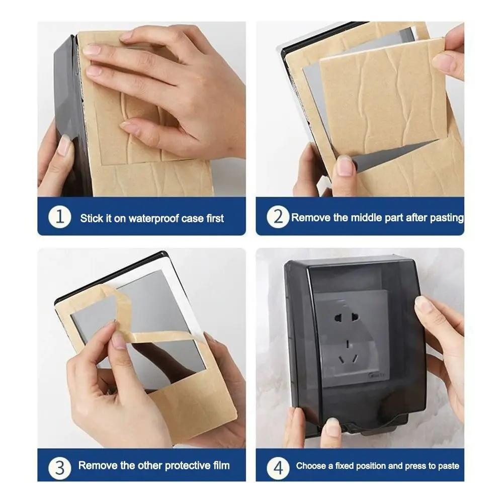 Durable 86 Type Switch Protective Cover Waterproof Self-Adhesive Electric Plug Cover Transparent Socket Protector Plug Box