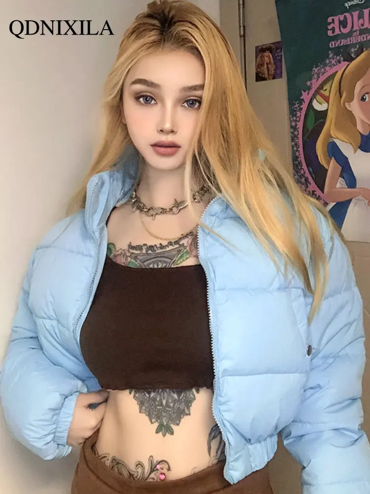 

2022 Winter Coat for Women Keep Warm and Thick Jackets Blue Short Coat Cute Fluffy Cotton-padded Jacket Winter Clothes Women