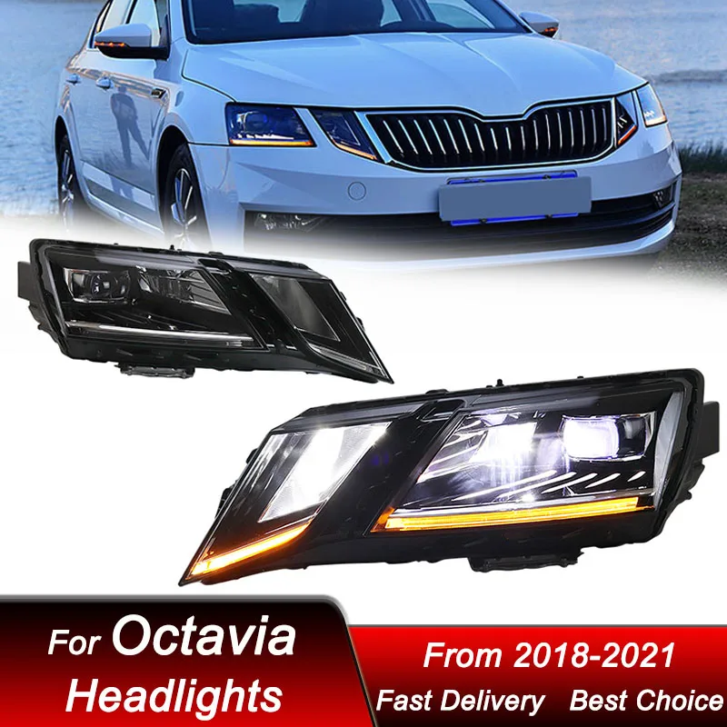 

Car Headlights For Skoda Octavia 2018-2021 new style full LED Auto Head lamp Assembly Upgrade Projector Lens Accessories Kit