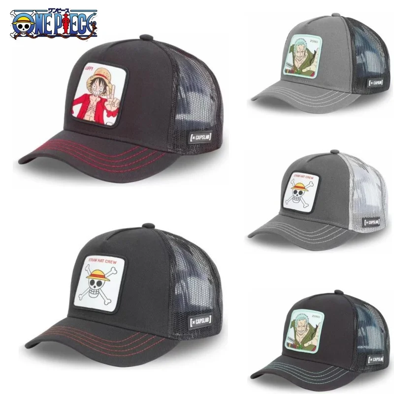 Высококачественная Слитная Стильная хлопковая бейсболка с аниме Луффи Зоро для мужчин и женщин в стиле хип-хоп для папы Регулируемая сетчатая шляпа Кепка-тракер