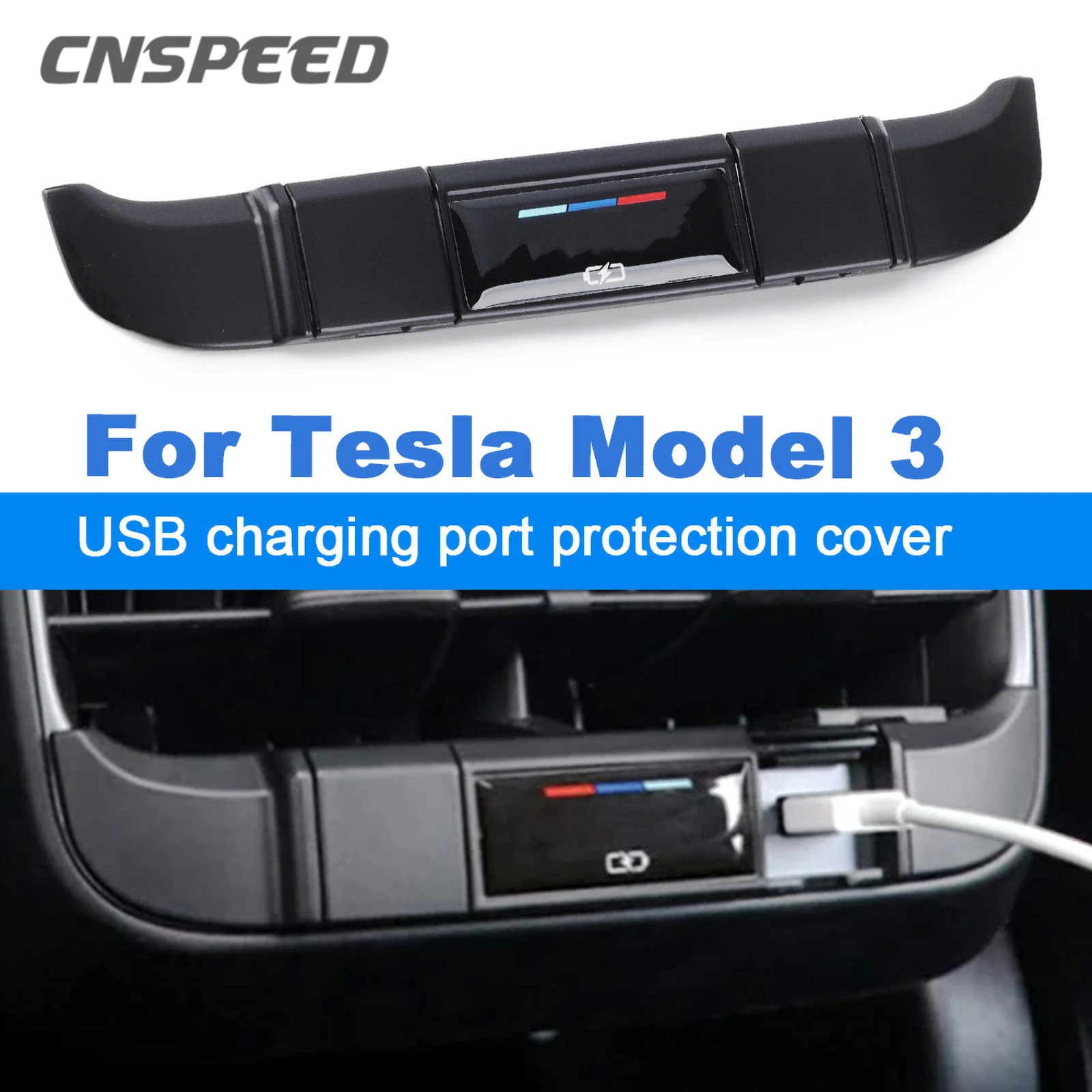 for Tesla Model 3/Y Dustproof Rear Air Conditioner Outlet USB Charging