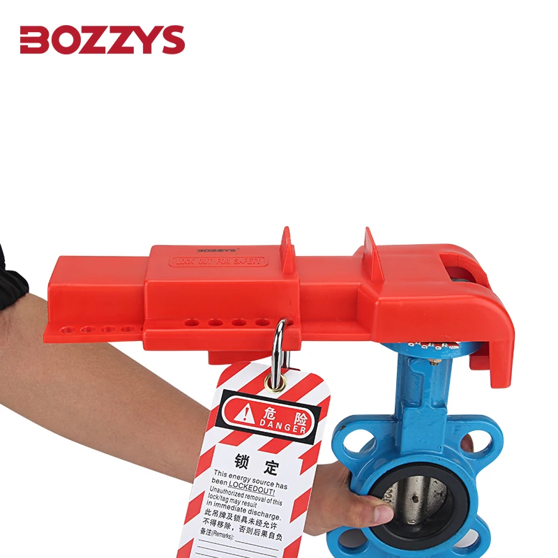 

BOZZYS Adjustable Butterfly Valve Safety Lockout Device Suitable for 8~45mm Industrial Equipment Handle to Prevent Misoperation