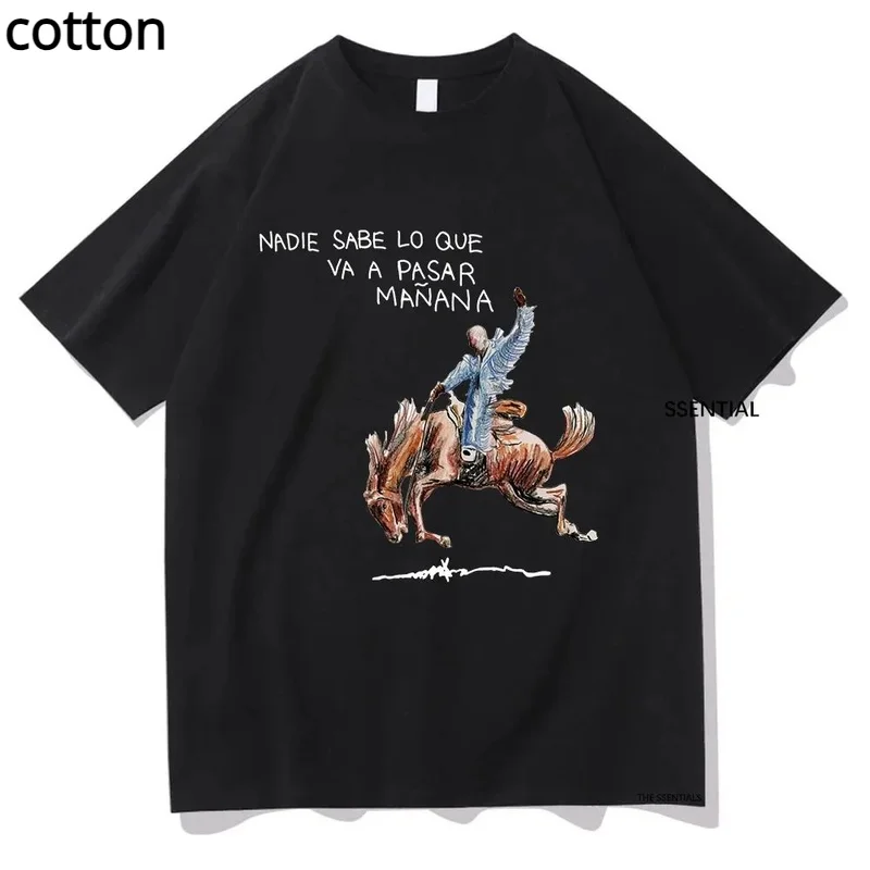 

Rapper Bad Bunny Nadie Sabe Lo Que Va A Pasar Mañana Album Tee Men Women Cotton T Shirt Short Sleeve Tshirt Oversize T-shirts