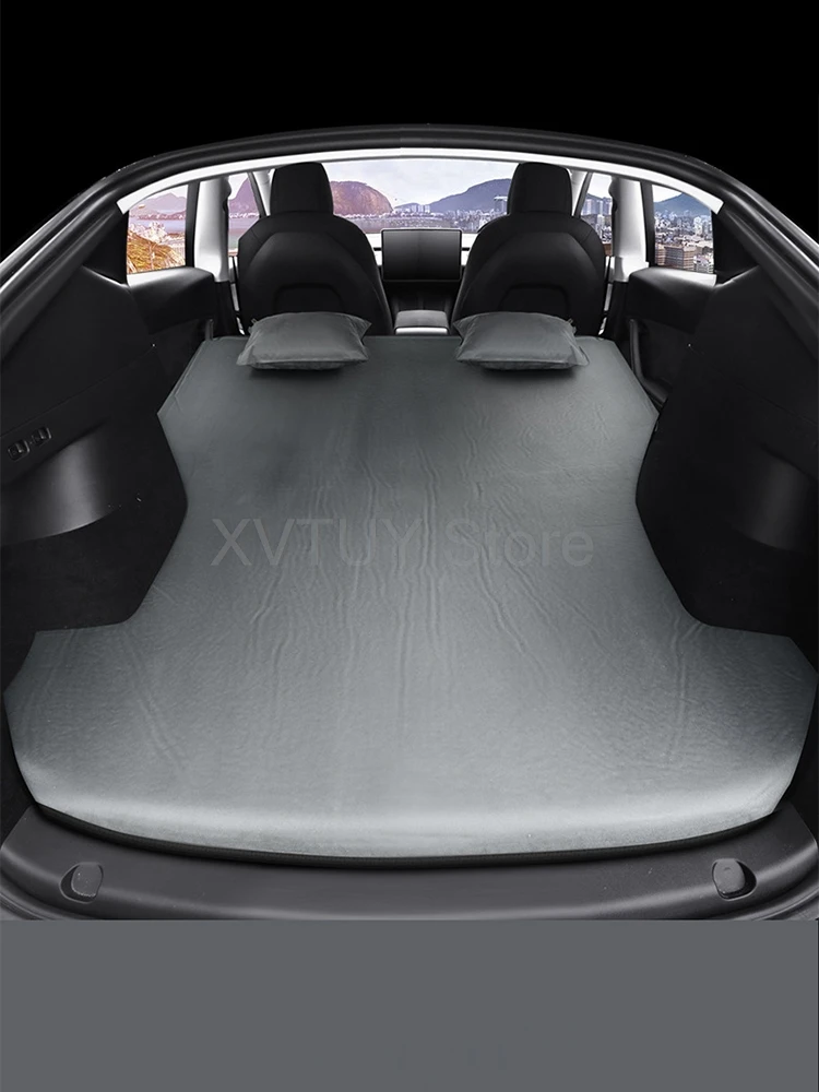 Car Mattress Inflatable For Tesla Model Y 3 Camping Mattress Outdoor Travel Air Bed Mat Cushion Folding Portable Flocking Pad