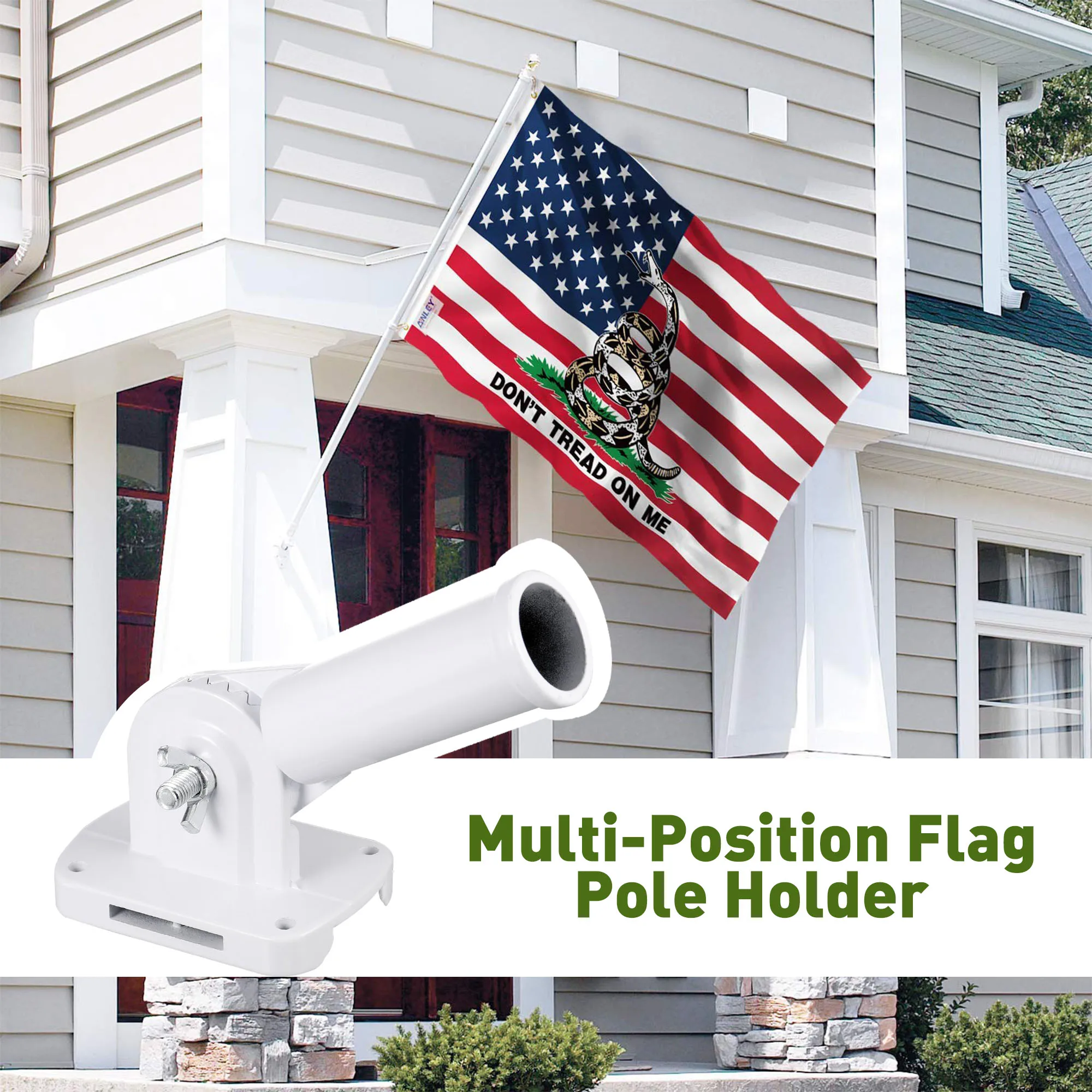 Heavy Duty House Flag Pole Holder Bracket Wide Application Multi-Position Mounting Matte Surface