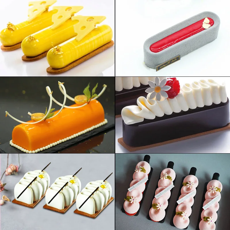 

6 Cavity Elliptical Strip Silicone Mousse Cake Mould Oval Silicone Mold Mousse Dessert Mold Cake Decoration Mould