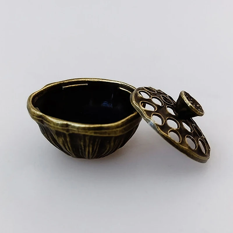 New 1PC Alloy Incense Burner Chinese Buddha Lotus Flower Incense Holder Handmade Censer For Buddhist Home Office Decoration 5