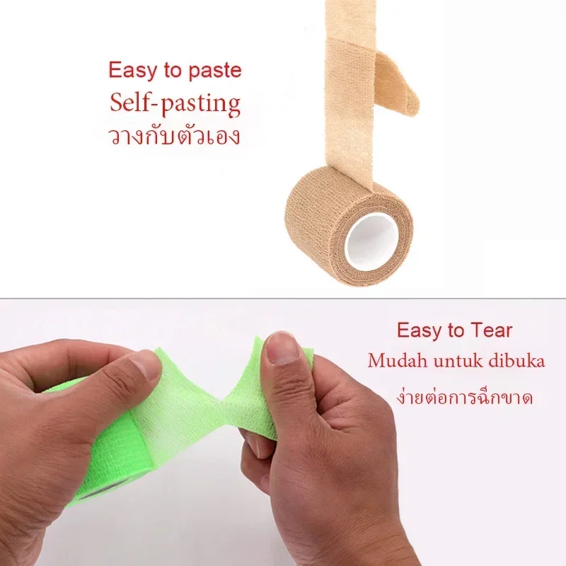 Colorful Self-Adhesive Elastic Bandage Wrap 4.8m For Knee Ankle Finger Ideal for Sports Injury Recovery & Pet First Aid
