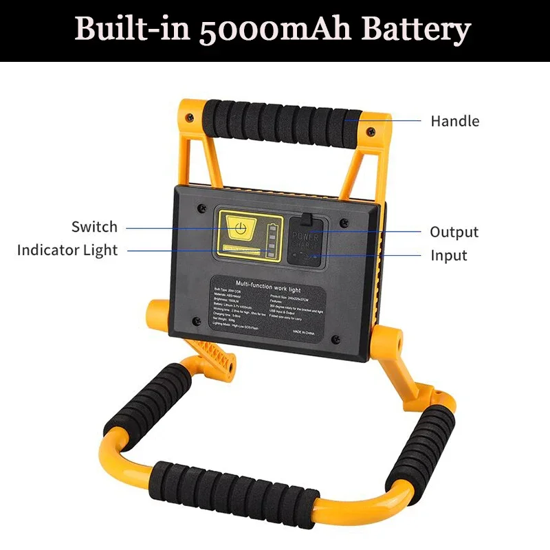 380W Multifunctional Work Light 360&deg; Free Rotation Brightest Waterproof Camping Lantern Built-in 5500mAh Battery USB Searchlight