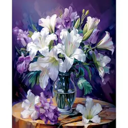 Elegant Floral Landscape Acrylic Art Set - Hand - Painted Wall Decor Gift Package - 60x75cm diy frame (Clear)