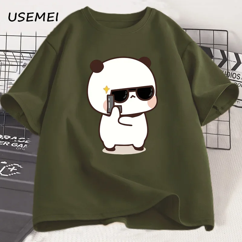Bubu Dudu Matching Couple T-Shirt - Cute Bear and Panda Design, Cotton Valentine's Gift