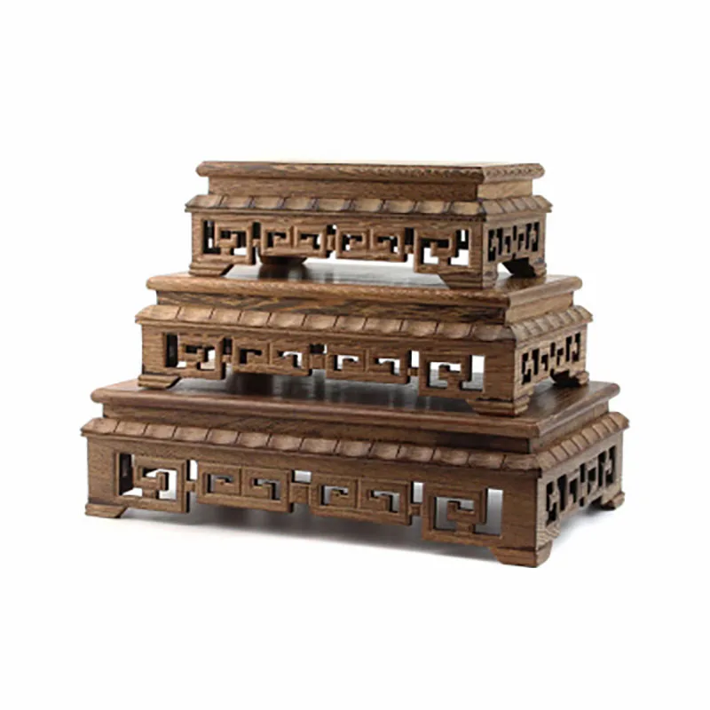 Rosewood-Natural Stone Base for Handicraft Ornaments, Rectangular Base, Chicken Wing Wood, Wooden Support