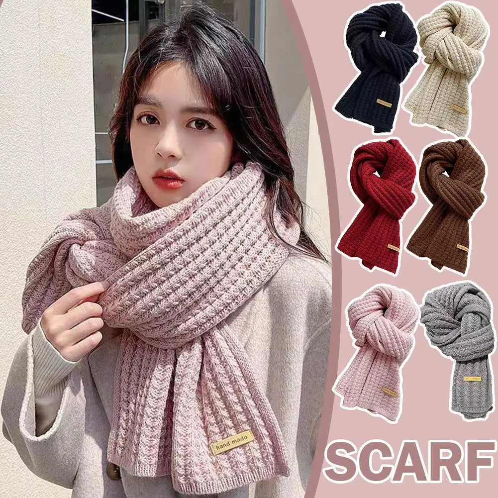 

Korean Scarves Gifts For Women Men In Autumn And Winter Thickened Thermal Knitted Scarf Unisex Scarf Long Size Warmer Scarv A9q3
