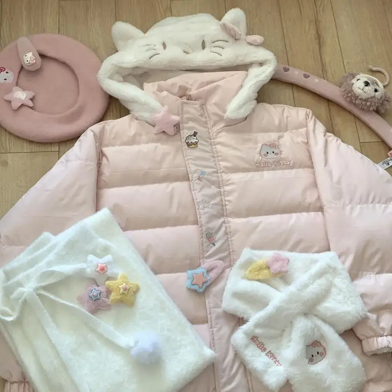 

Новинка, Симпатичная плюшевая Двусторонняя куртка Hello Kitty с изображением сердца девушки Sanrio, милая мультяшная норковая куртка, рождественский подарок, игрушки для девочек