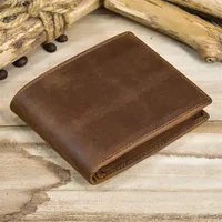 Luufan Vintage Men's Wallet Genuine Leather Short Purse Wallets Men Small Slim Coin Purse Trifold Carteira Pocket Male Wallet 2