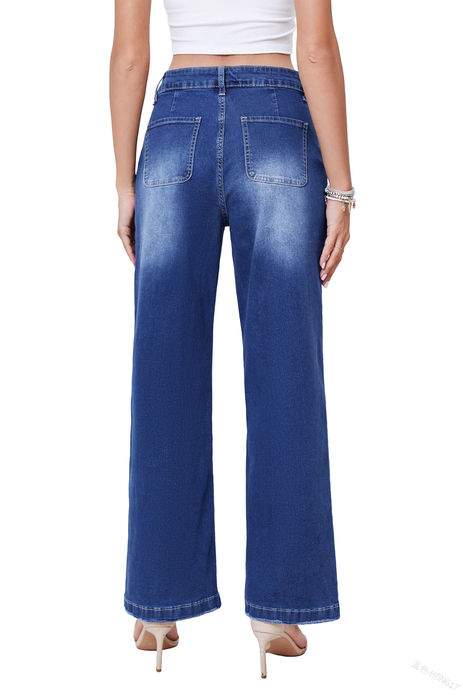 Baggy Jeans Women High Waist Wide Leg Pants Loose Denim Pants With Pockets Ankle Length Office Lady Denim Straight Trousers
