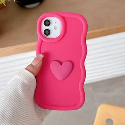 Charming 3D Heart Silicone Shockproof Phone Case - Candy Cover - iPhone 14 (Rose Red)