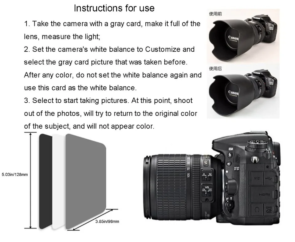 Set 3 Carte Grigie 18% Per Bilanciamento Bianco - Calibrazione Colore Per Fotocamere DSLR - Foto 12