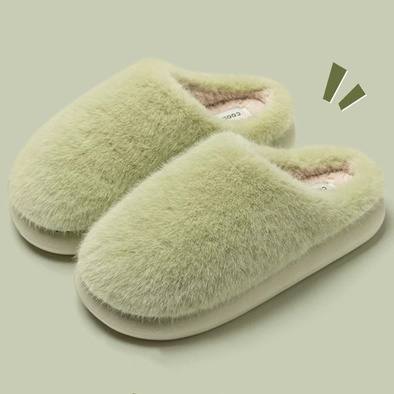Winter Indoor Thick Soel Fluffy Slippers Women Lightweight Non Slip Platform Home Slides Woman Soft Sole Faux Fur Cloud Slippers