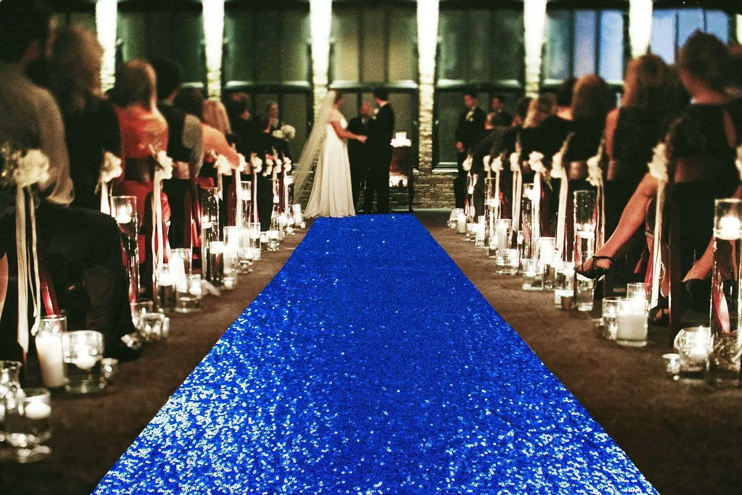 Blue Aisle Runner-2FT/4FTx15FT-Sequin Aisle Runners Carpet Outdoor Bridal Runner for Wedding Ceremony -Royal Blue