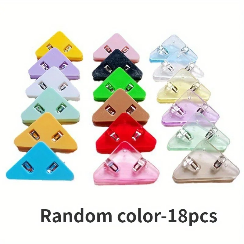 Kawaii Triangle Corner Clips File Paper Clips File Index Photo Clamp Page Holder 18pcs Korean Stationery Office Desk Organizer paper clips,binder clips