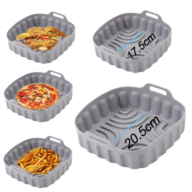 Air Fryer Silicone Basket Tray Resuable Square Airfryer Grill Baking Mold Liner Kitchen Cooking Accessories air fryer liners air fryer baking tray air fryer accessories air fryer mold air fryer silicone tray air fryer basket