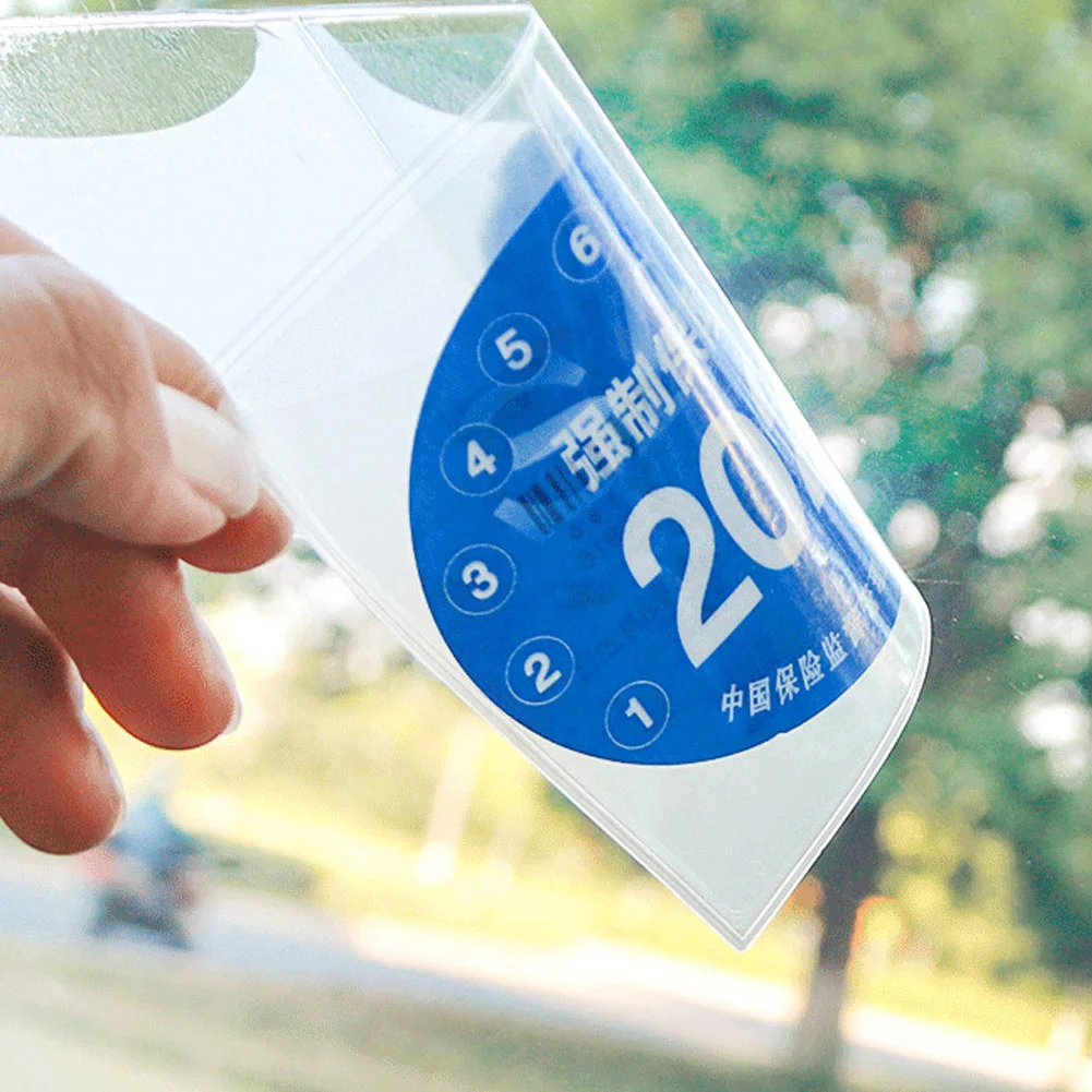 

1pc Car Styling Insurance Stickers Tear-free Bag Annual Inspection Sign Electrostatic Pouch Windshield Accessories Wholesale