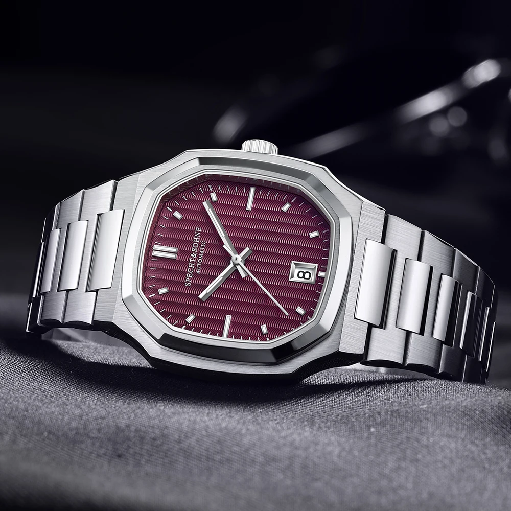 

Fashion Business Automatic Mechanical Watch Men's NH35 Movement Cherry Red Stainless Steel Luxury New Business Watch 38MM