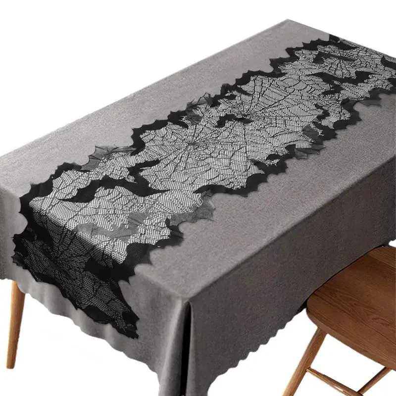 

Black Spider Web Table Runner 13x68 Inch Halloween Table Cover With Spider Web Festival Dinner Table Decoration Table Runner For
