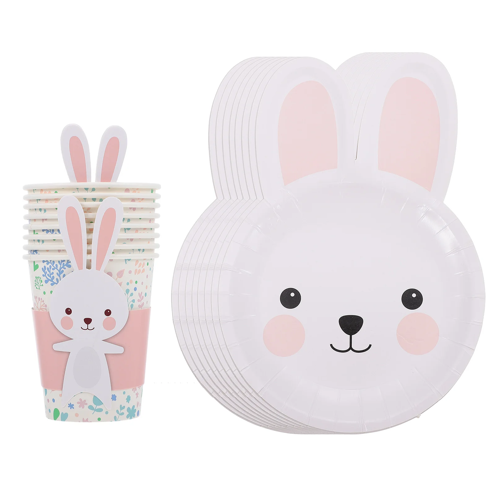 24 Pcs Rabbit Paper Plates Disposable Tableware Adorable Dinnerware Creative Easter Decorations Quality Cutlery Party Supplies