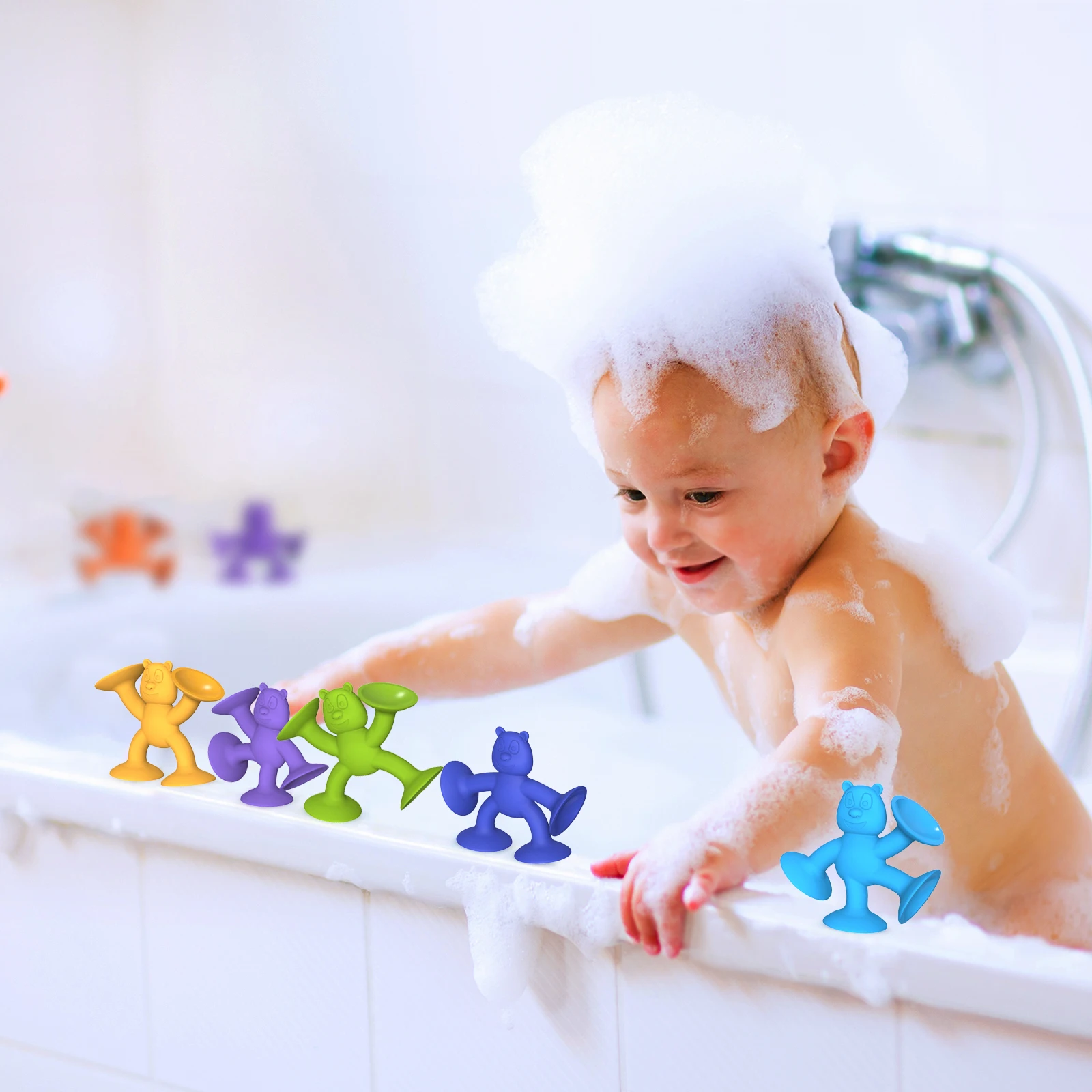 6BabyBathToysBearToddlerTeethersKidsSortingStackingGame