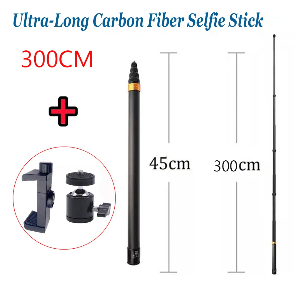 

3M Carbon Fiber Invisible Extended Edition Selfie Stick For Insta360 X3/ONE X2/ONE RS For GoPro 11/Action 2/3 Series Accessories