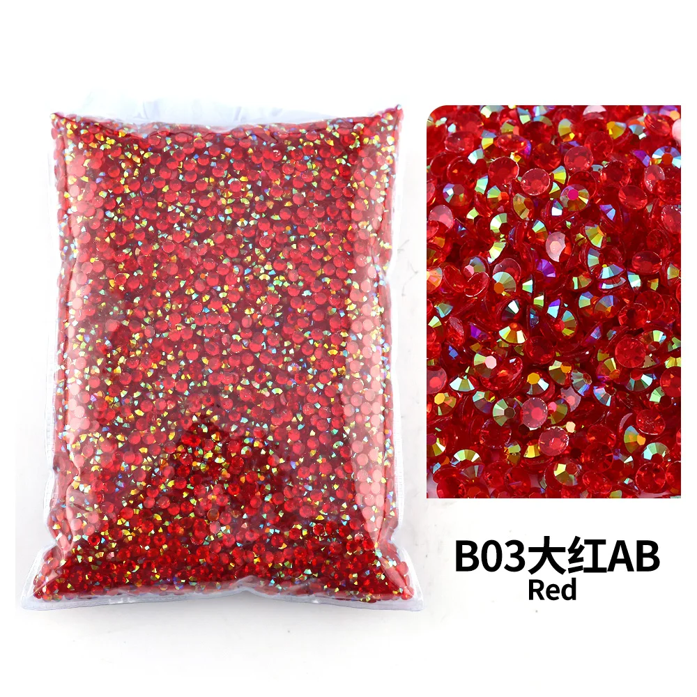 Colorful AB Transparent Resin Rhinestone FlatBacks for Nail Art and Garment Decoration - Bulk Wholesale