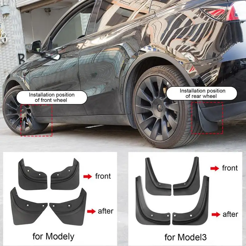 

Suitable For Model Y 3 ForTesla Mud Flaps For Tesla Front And Rear Wheel Type Mud Guard TPE+PP Mud Guard Special Accessories