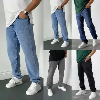 2025 New Business Men's Jeans Casual Straight Stretch Fashion Classic Blue Black Work Denim Trousers Male Brand Clothing S-3XL 1